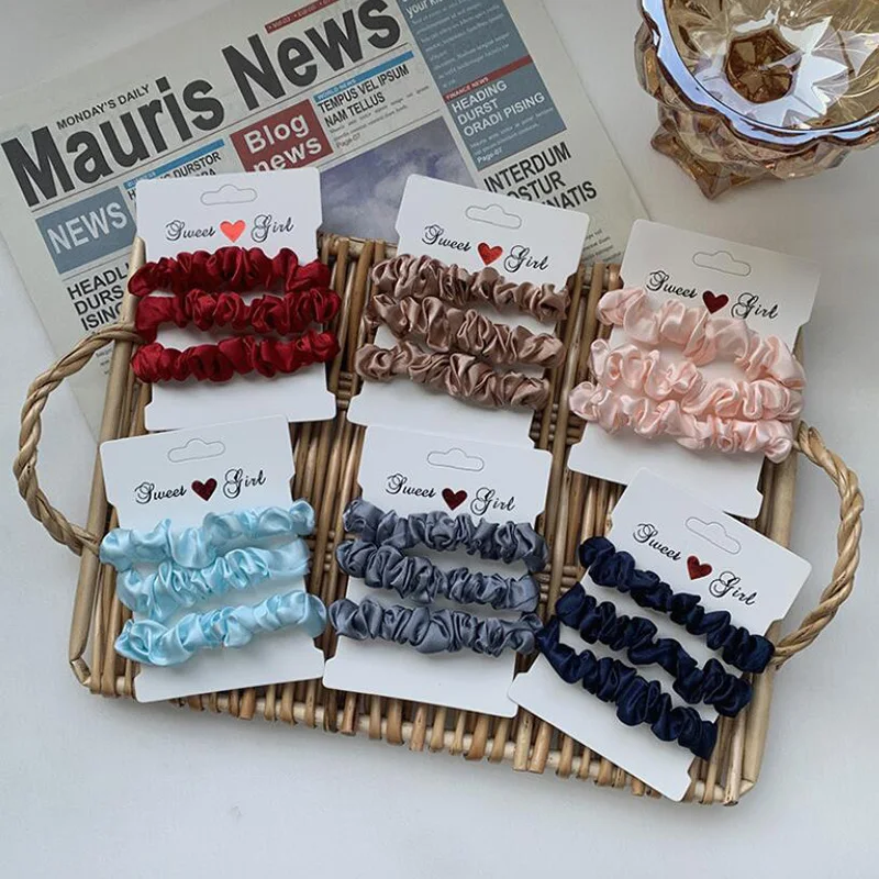 

3pcs/set Solid Elastic Scrunchie Hair Ties Rubber Bands For Women Girls Sport Gym Hair Scrunchies Holder Hair Accessories Set