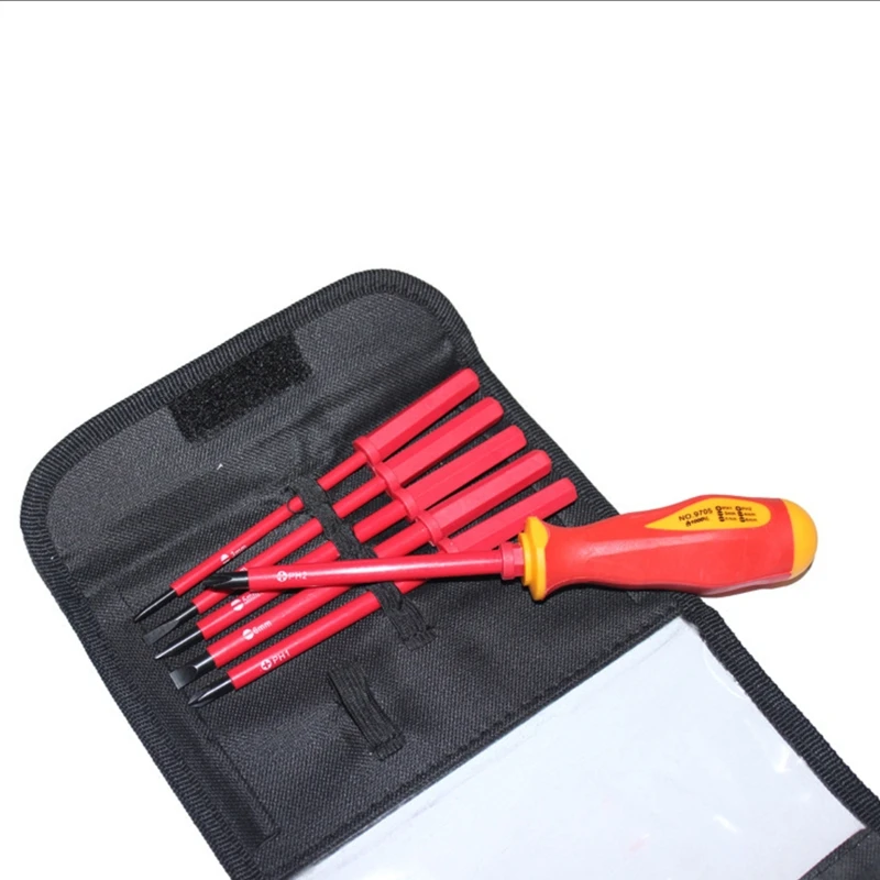 

Magnetic Screwdriver Set w/ Pouch Insulated Multi Screw Driver Kit Slotted & Phillips Screwdriver Kit for Electrician