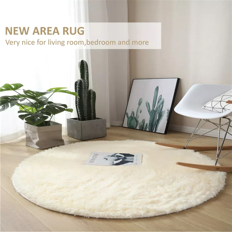 

NEW Fluffy Round Rug For Living Room Solid Color Thicken Soft Faux Fur Rugs Bedroom Plush Shaggy Area Rug Kids Room Floor Mat