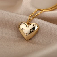 zircon heart pendant necklaces for women stainless steel star necklace wedding jewelry romantic gift collier bijoux femme 2022