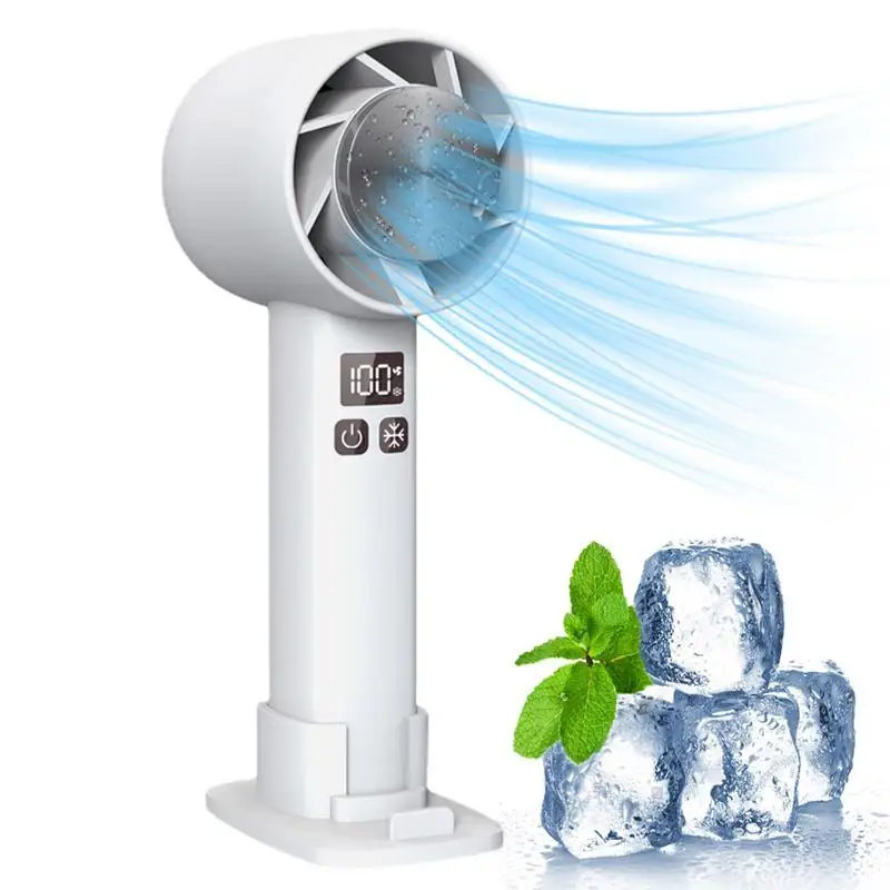 

Handheld Cooling Fan Noiseless USB Handheld Fan With Ice Cooling Mode 1800mAh Mini Cooling Fan 3 Speed With Digital Display