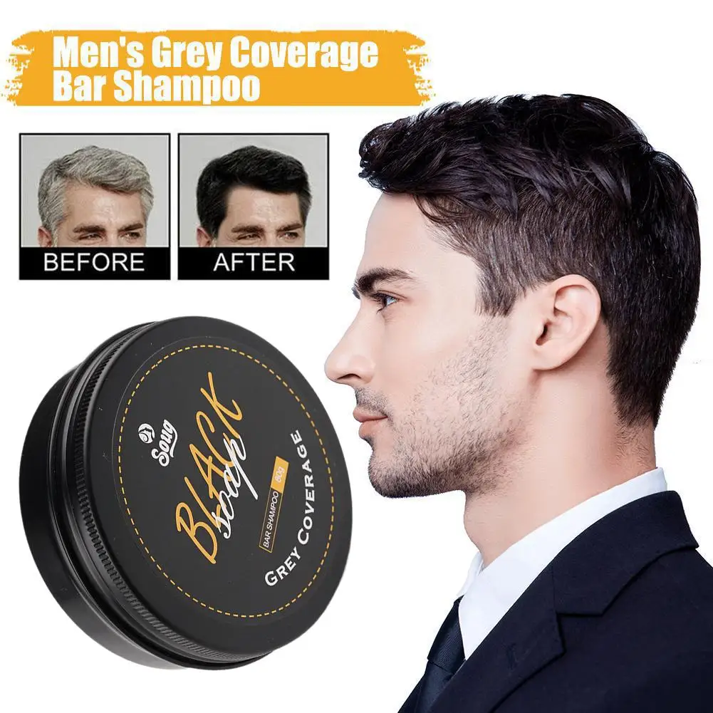 80g Men's Black Hair Soap Hair Darkening Soap Shampoo Bar Fast Effective Repair Gray White Color Dye Hair Repair For Men
