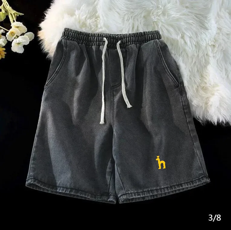 Hazzys Embroidered LOGO Men's Casual Pants Denim Shorts 2023 New Summer Men Pants Fashion Loose Shorts Men's Outer Wear Pants