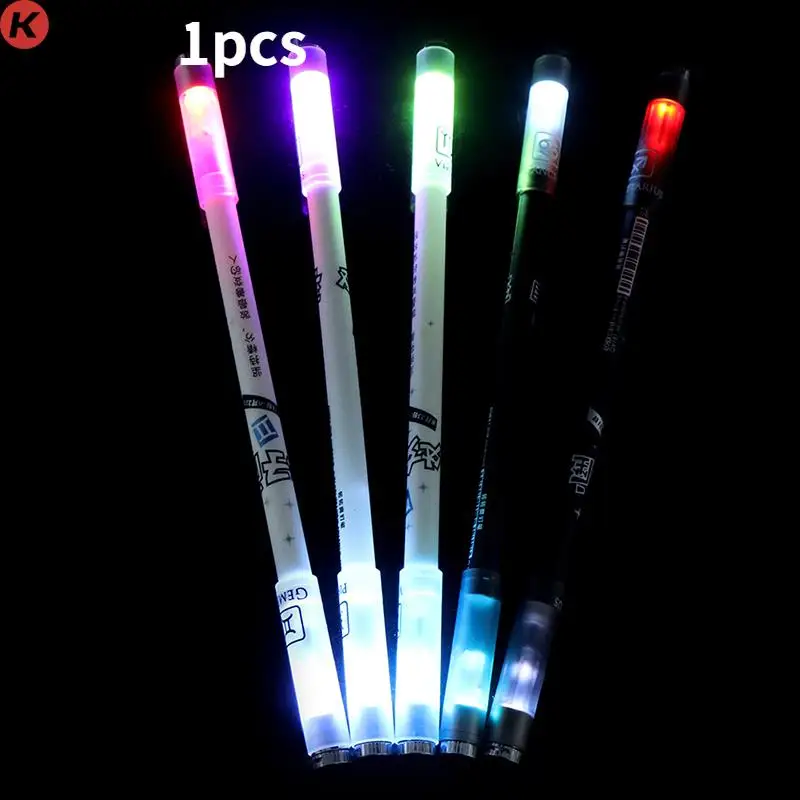 

1pcs Creative Flash Spinning Pen Rotating Gaming Gel Pens With Light Black Ink For Student Gift Toy School