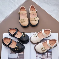 childrens leather shoes 2022 new kids british style buckle princess shoes girls casual black single shoes chic flats fashion