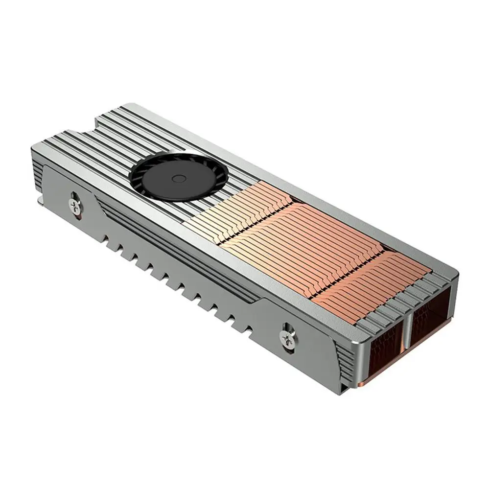 M.2 Nvme Air-cooled Radiator Ssd Heat Sink Copper Aluminum Structure With Silent Fan 2280 Solid State Drive Cooler