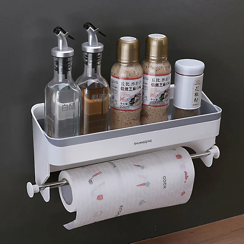 

Kitchen Rack Free Punch Household Spice Storage Rack Cling Film Kitchen Storage Accessories