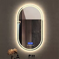 Oval LED Vanity Bathroom Mirror Whit 3 color Light+Bluetooth+Intelligent defogging+Human-body induction Makeup Frameless mirror
