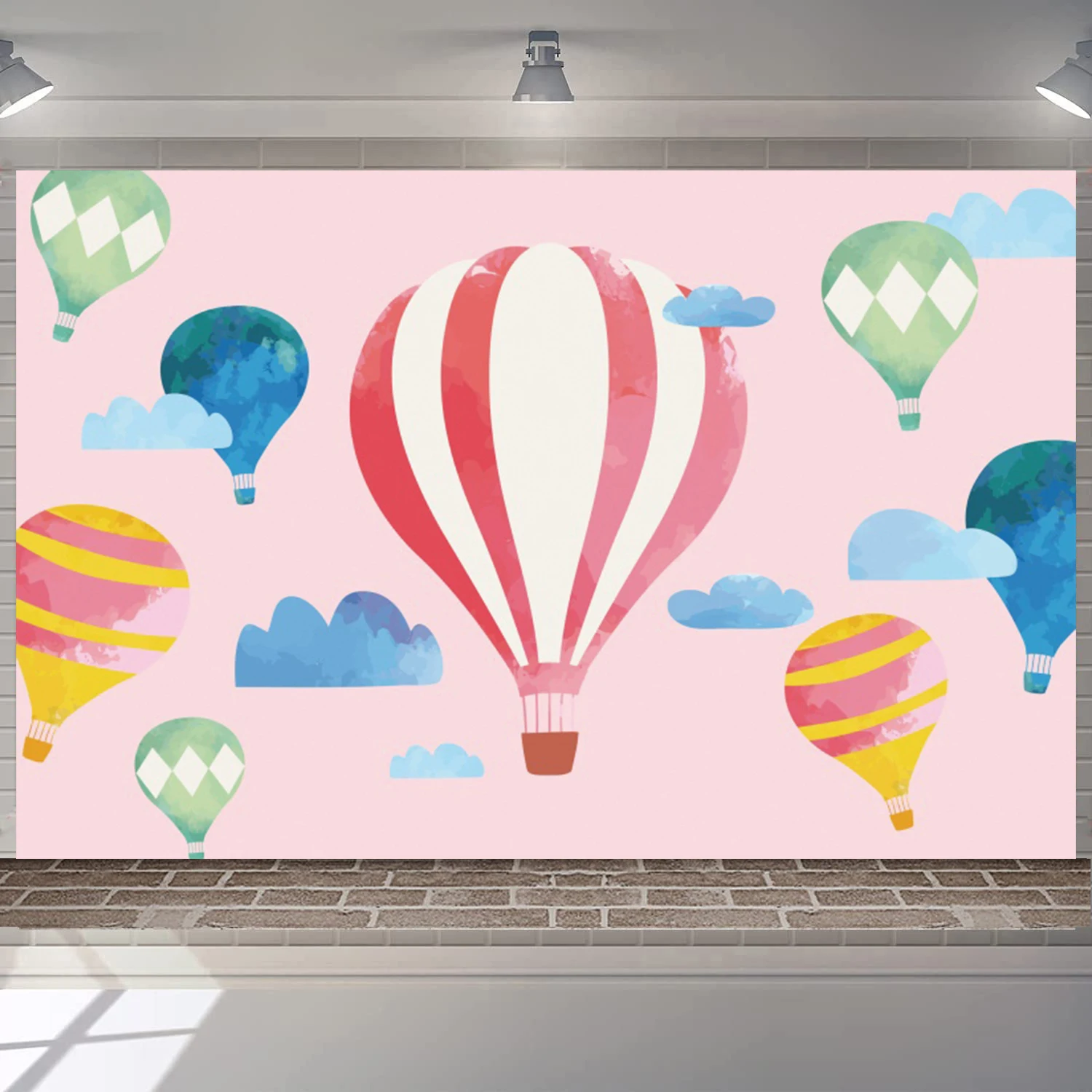 

Hot Air Balloon Backdrop Newborn Happy Birthday Party Baby Shower Clouds Decoration Photography Backgrounds Photo Banner