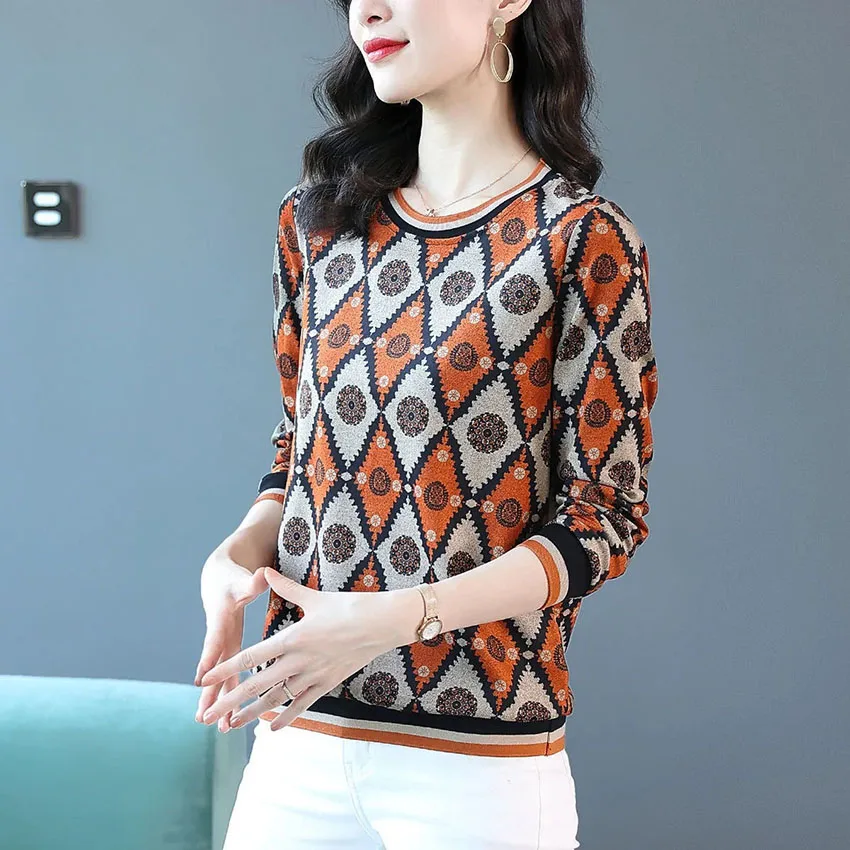 

2023 New Fashion Spring Autumn Polyester T Shirt Woman Long Sleeve T-shirt Woman Korean Style O Neck Shirt Women Shirts Top