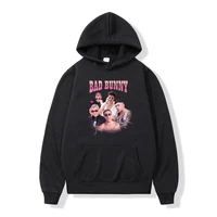 2022 vintage trend heavy metal bad bunny hoodie bad bunny hip hop long sleeve fleece sweatshirt for men women couples pullover
