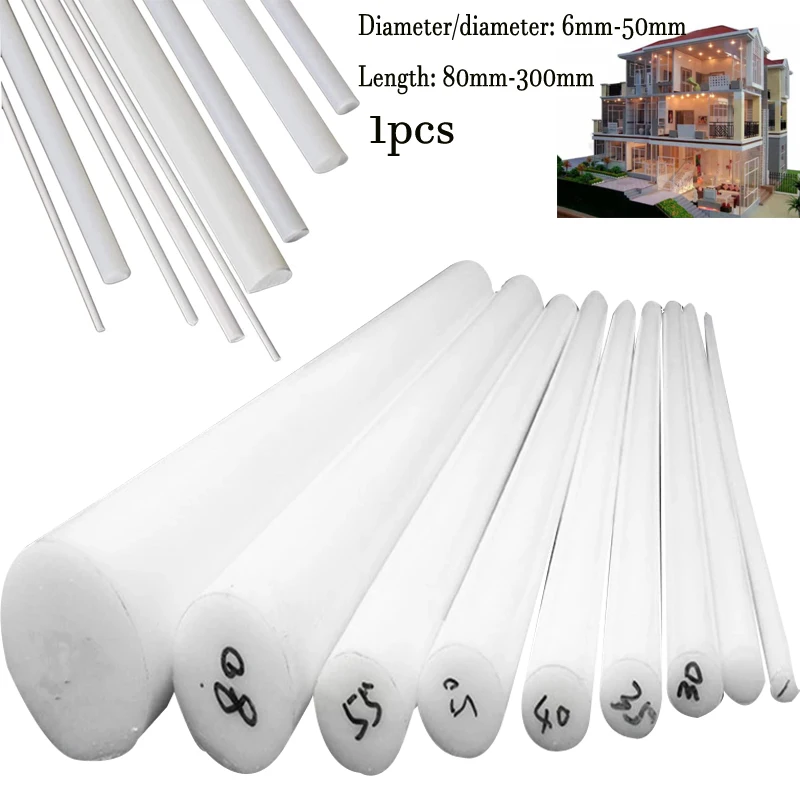 1pcs 6-50mm diameter PTFE bar White poly tetra fluoro ethylene bar environment-friendly non-toxic DIY PTFE plastic rod