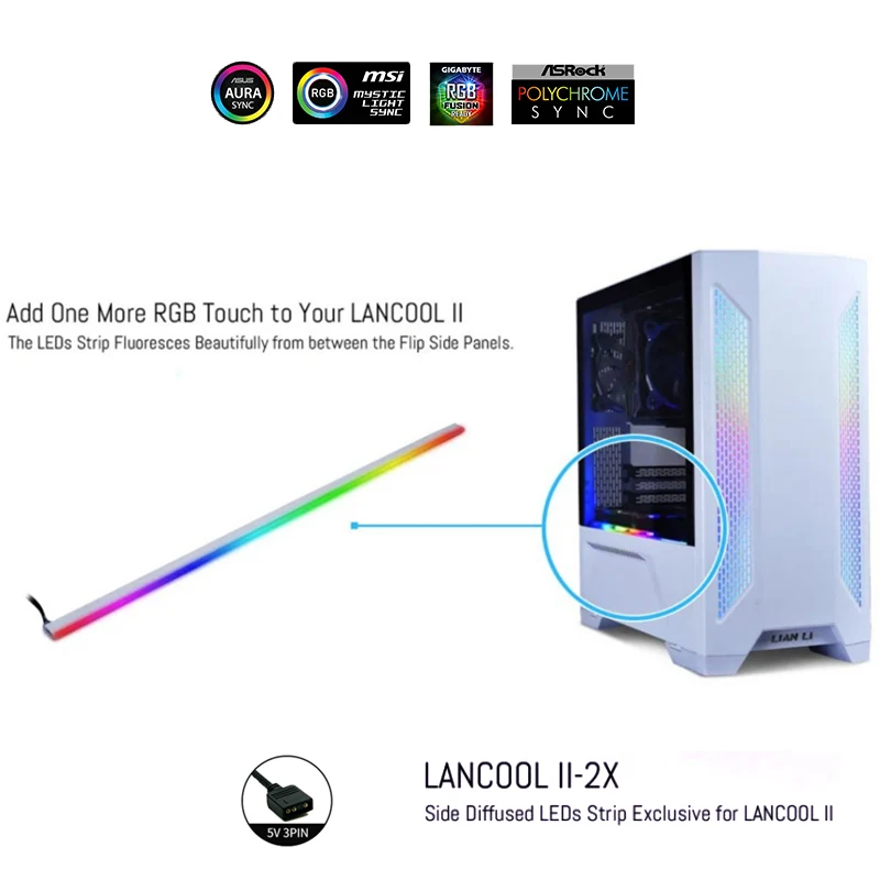 

LIAN LI чехол боковая панель RGB полоса, ARGB сенсорный боковой Рассеянный светодиод 5V M/B SYNC, геймерский шкаф Decotation LANCOOL II-2X