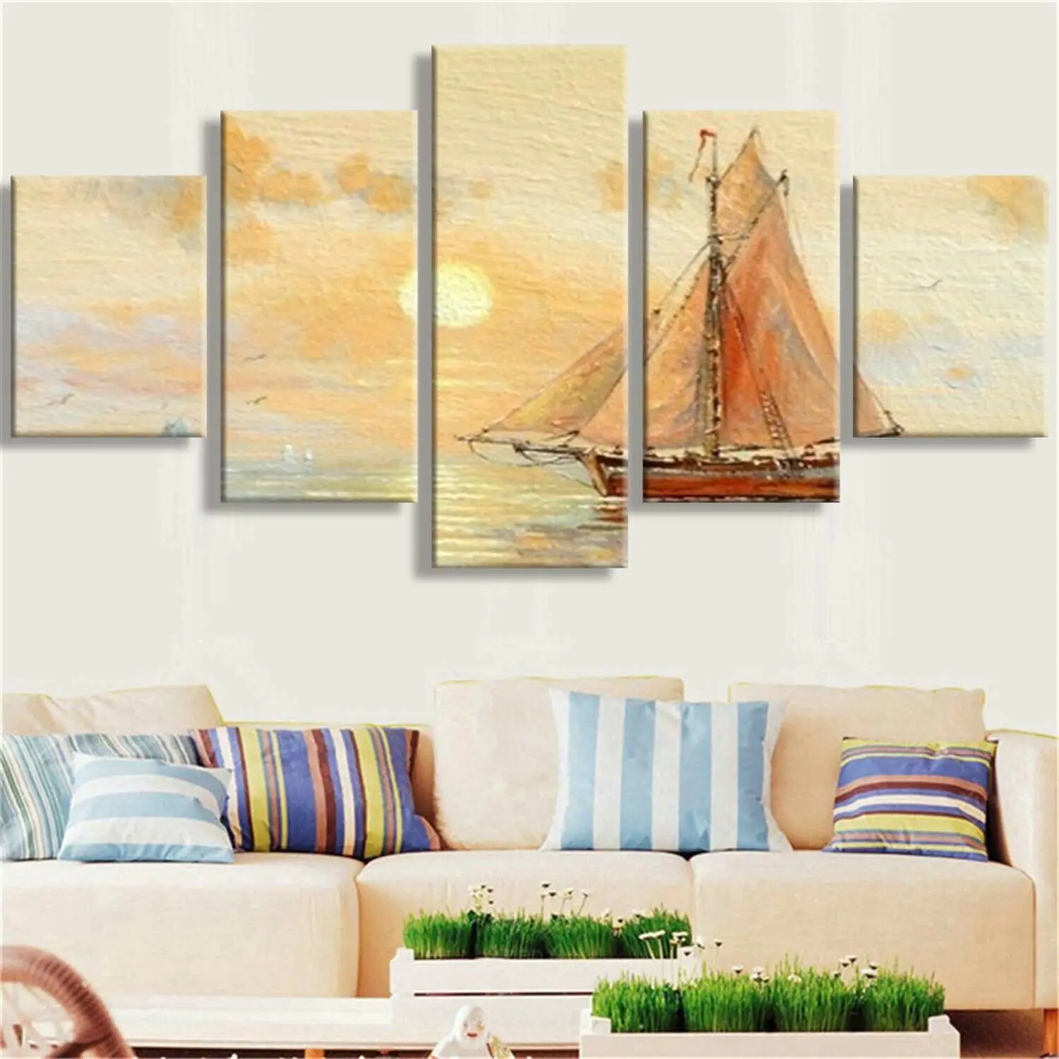 

5 шт., настенные картины с изображением восхода солнца