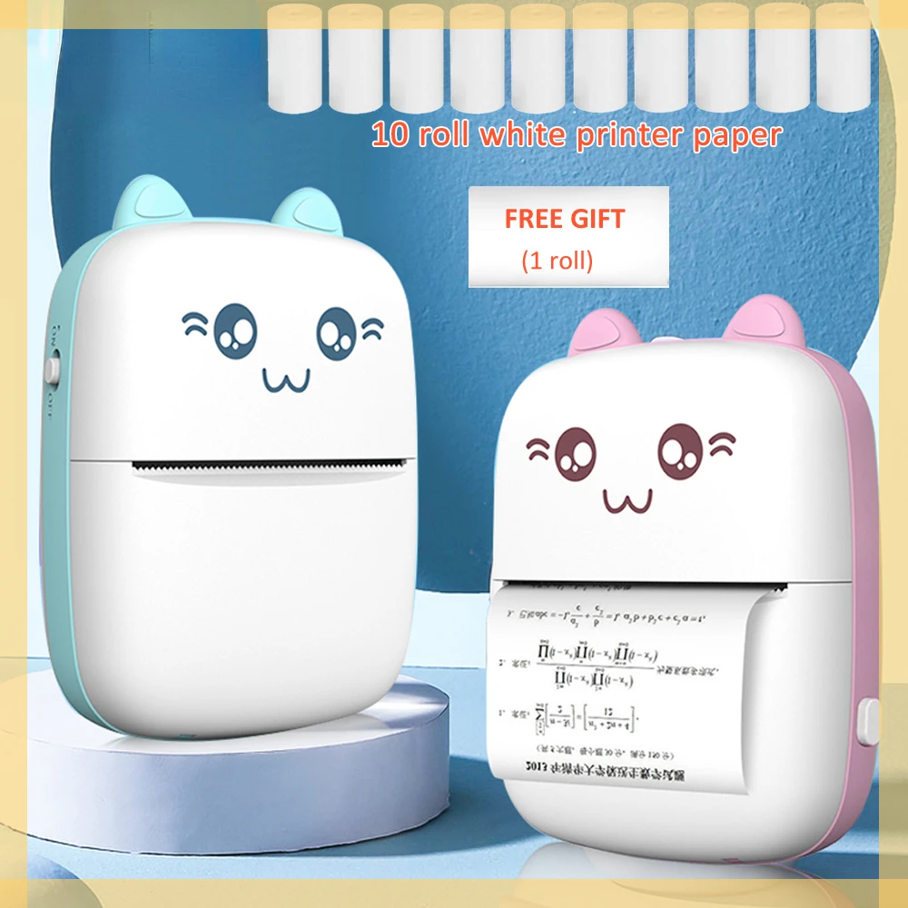 

2023NEW Thermal Printer Mini Cat Print Paper Photo Pocket Thermal Printer 57mm Printing Wireless BT 200dpi IOS Printers