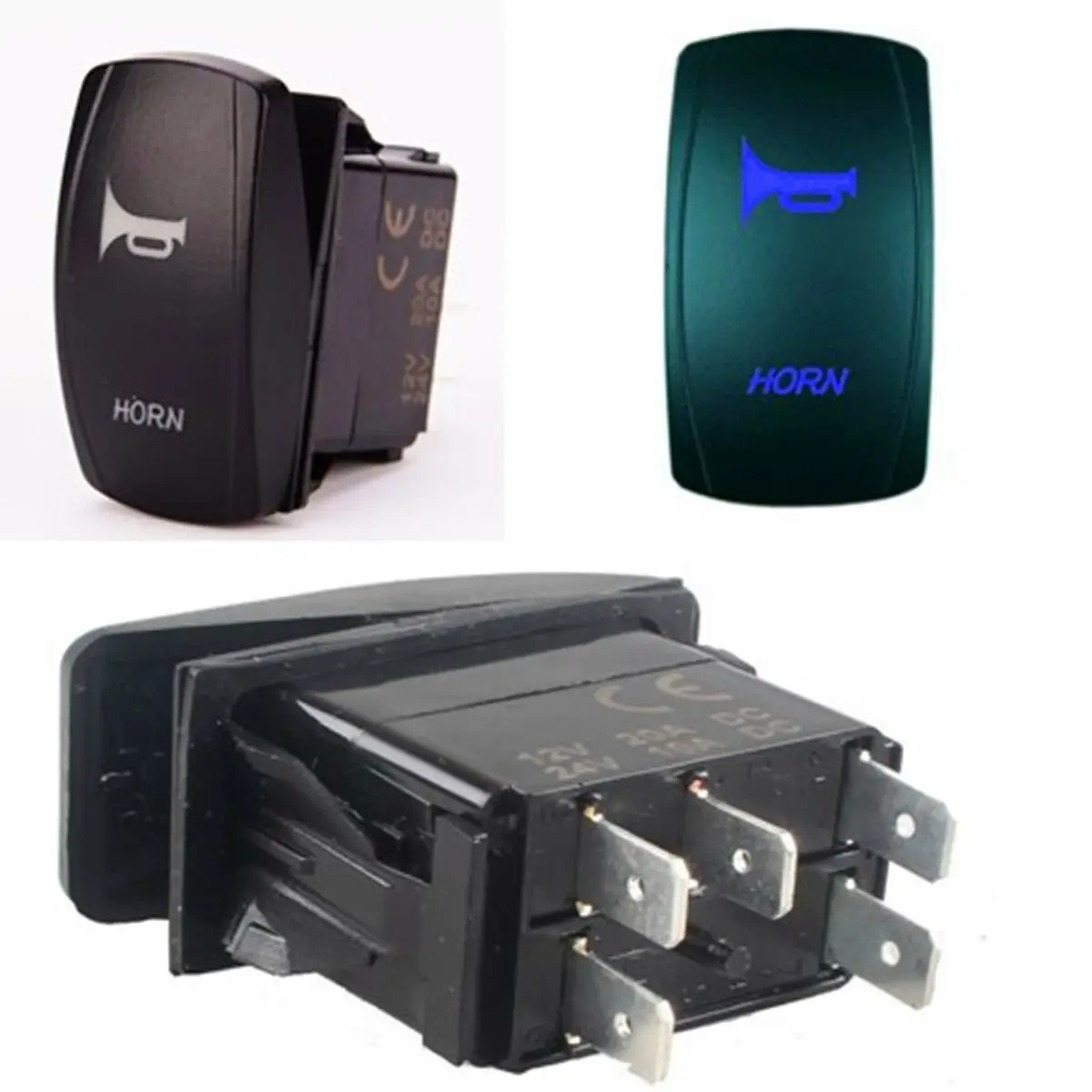 

Speaker Horn switch Toggle Car Boat Bell LED On/Off Push Button Rocker NEW