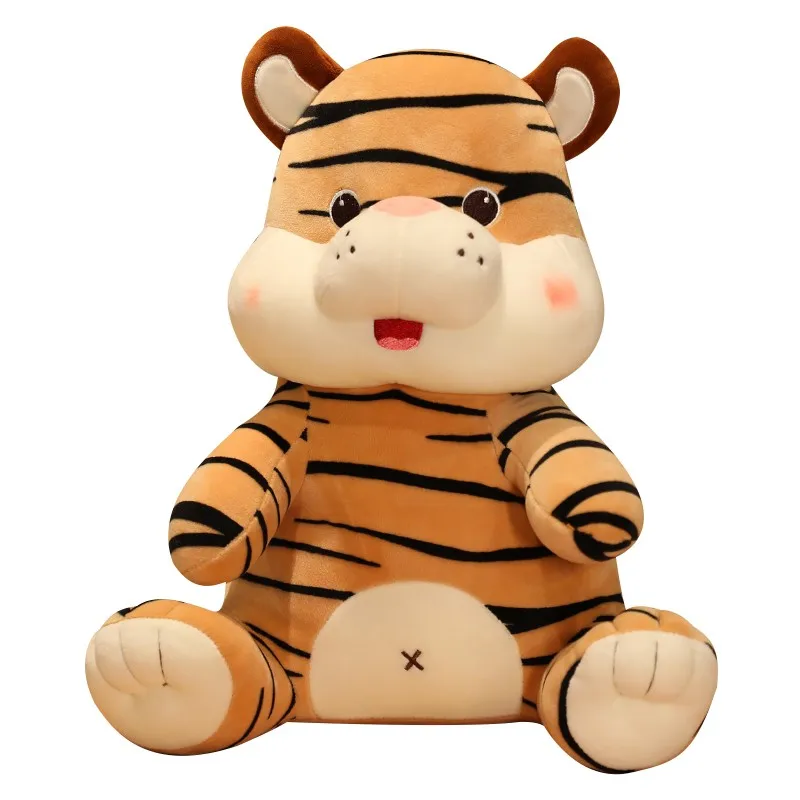 

New Simulation Cartoon Sitting Tiger Plush Toy Stuffed Soft Zodiac Animal Doll Huggable Pillow Lifelike Gifts