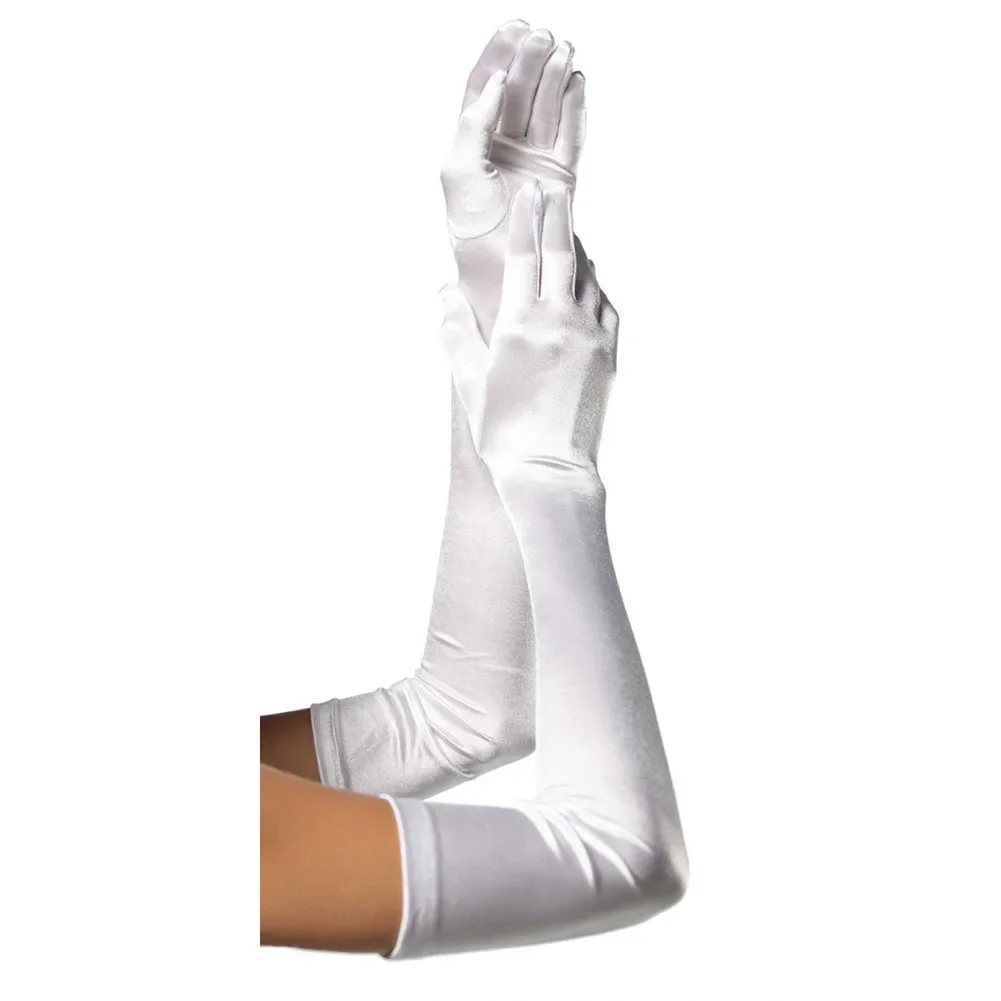 Женские длинные перчатки с пятью пальцами элегантные гладкие однотонные для