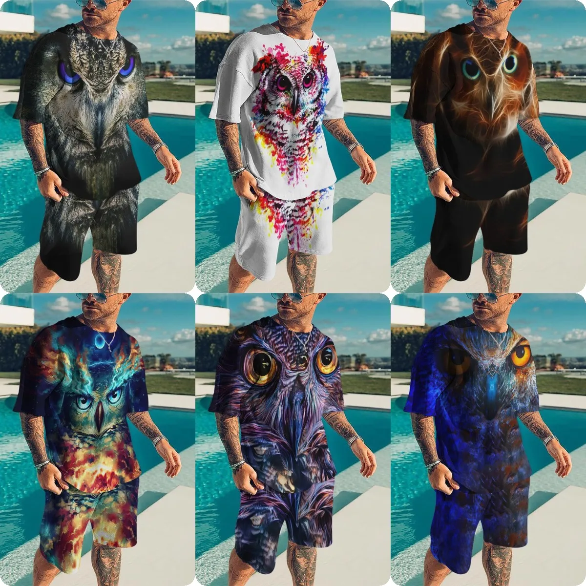 

Костюм спортивный мужской с футболкой с коротким рукавом и шортами