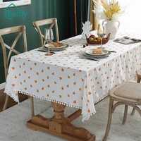tablecloth for table french pastoral cotton orange dots jacquard rectangular holiday party new years tablecloth cover mat