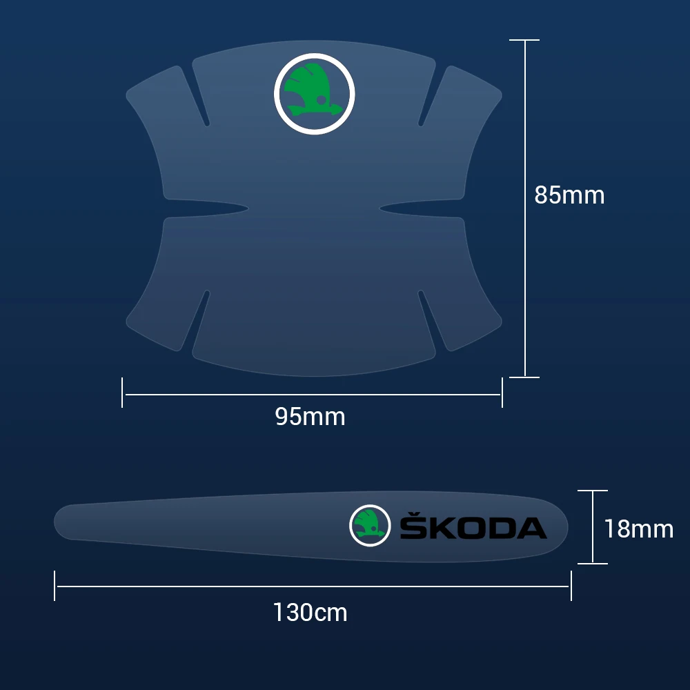 Наклейка на дверную ручку прозрачная для Skoda Octavia Fabia Rapid Yeti Superb A5 A7 VRS VII