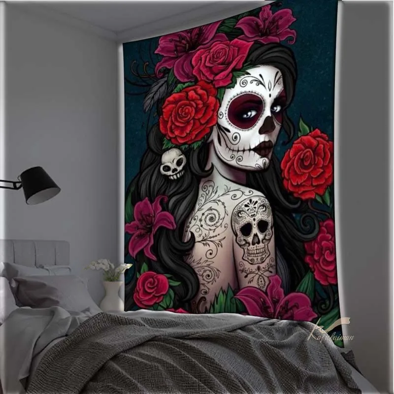 

Гобелен в виде черепа для девочек, мрачное украшение для дома, сувенир, настенное искусство для спальни, гостиной, Прямая поставка