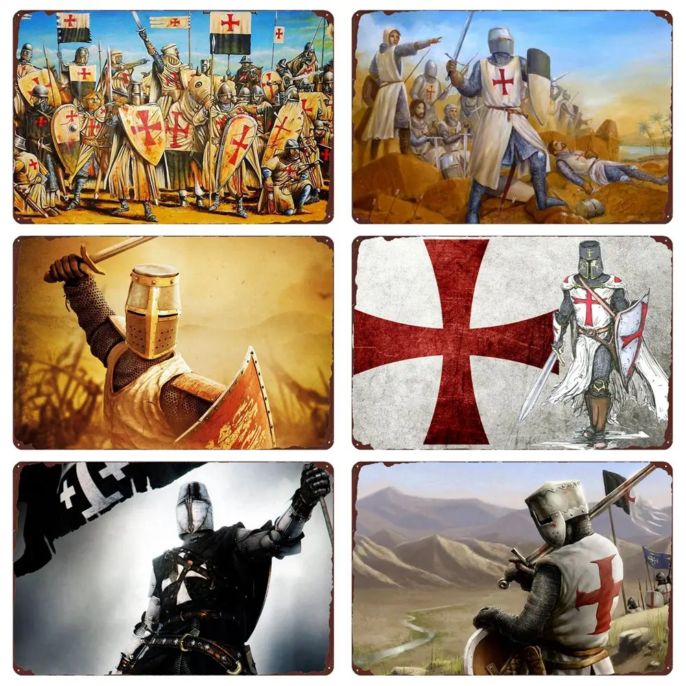 

The Crusaders Vintage Metal Tin Sign Bar Club Cafe Home Bedroom Wall Decoration Cruciata Art Poster Catholicism Plaque N439
