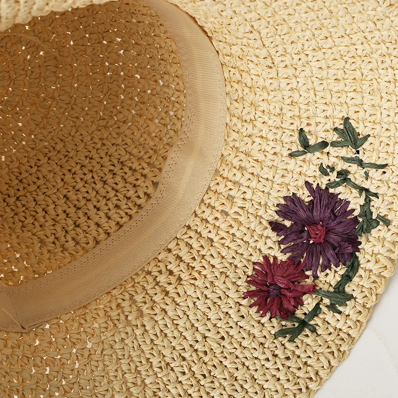 Шляпа женская Соломенная складная Панама от солнца ручной вязки из бумажного