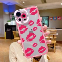 long eyelashes mouth clear phone cover case for iphone 7 8 plus se 2020 11 12 13 pro max x xs xr soft red kisses lips back cover
