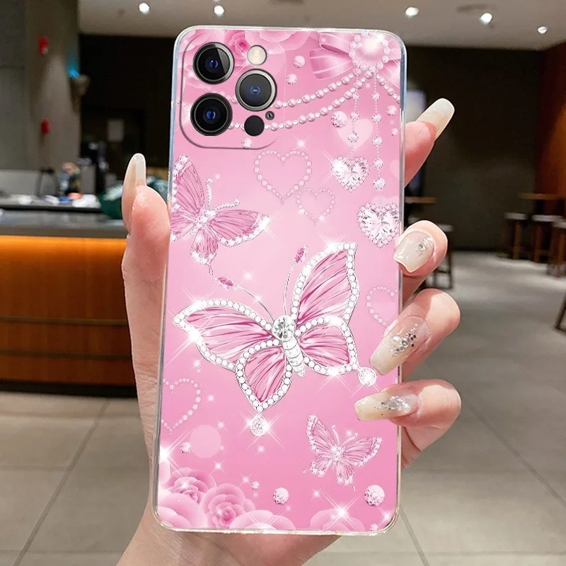 Фото Чехол для iPhone 12, 12Pro, 12ProMax, роскошный модный чехол с изображением бабочки и цветов, прозрачный, мягкий, из ТПУ, силиконовый чехол для iPhone 12 Pro Max №4