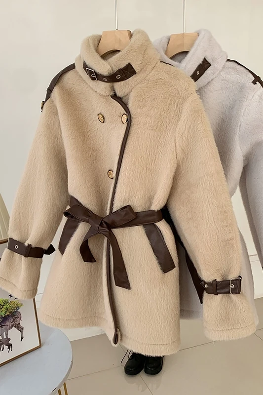 2021 mink coat winter jacket new fashion short fur coat set full fake fur coat women