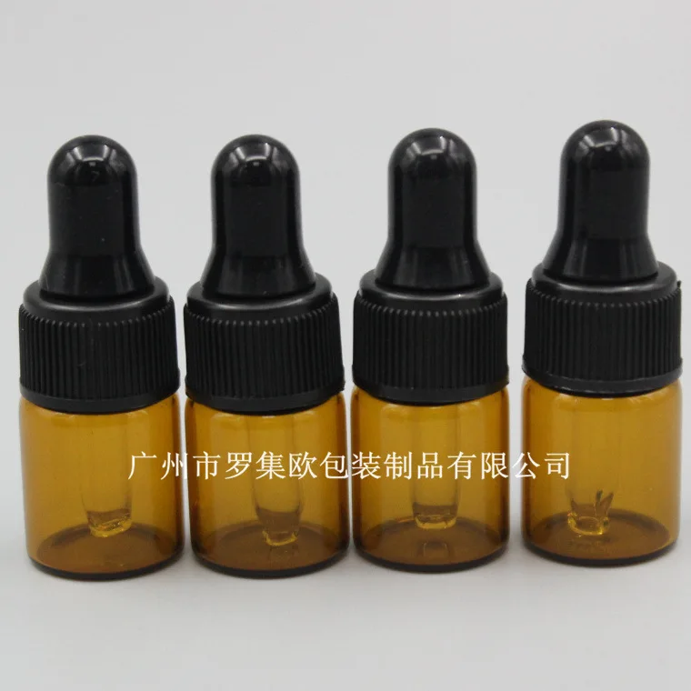 2ML Brown transparent glass essential oil bottle dropper plastic ring plastic head trial sample bottle small sub-package glass
