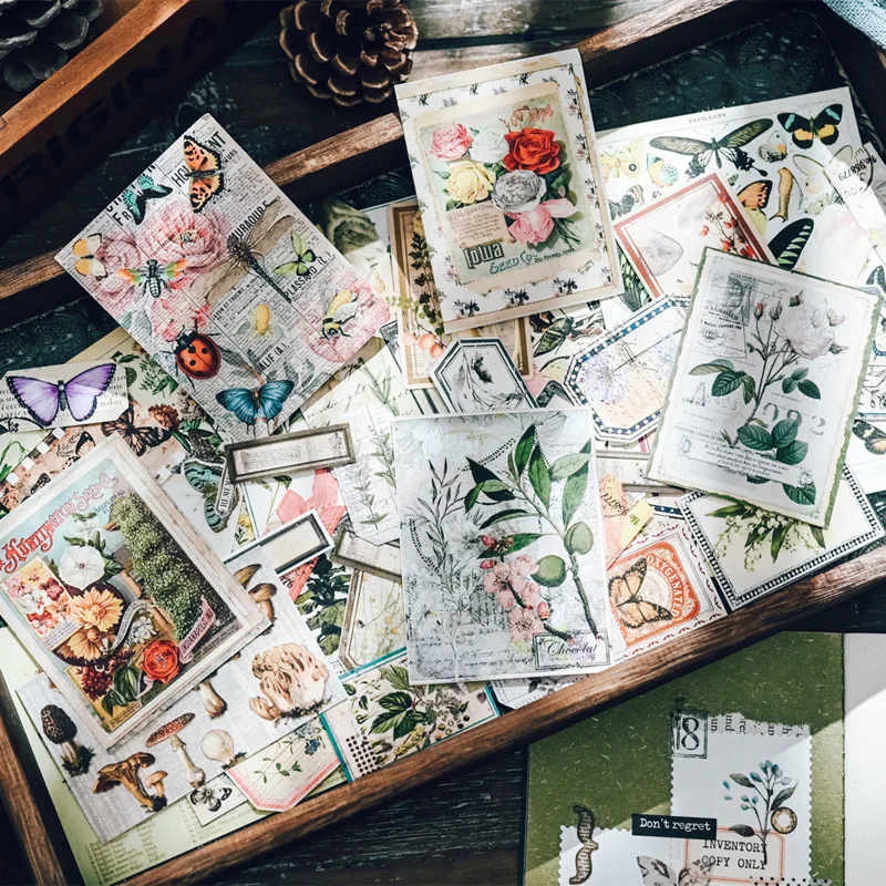 220pcs Vintage Flower Stickers Pack Junk Journal Planner Butterfly Frames Aesthetic Collage Album Scrapbooking Supplies - купить по
