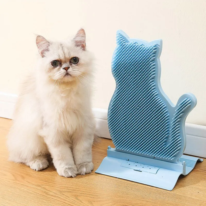 

Cat-shaped cat scratching board rubbing device fixed door seam rubbing brush cat hair removal itching massage brush pet supplies