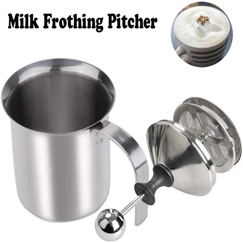 

400ml Stainless Steel Milk Frother Cappuccino Japanese Style Double Strainer Manual Milk Frother Coffee Supplies
