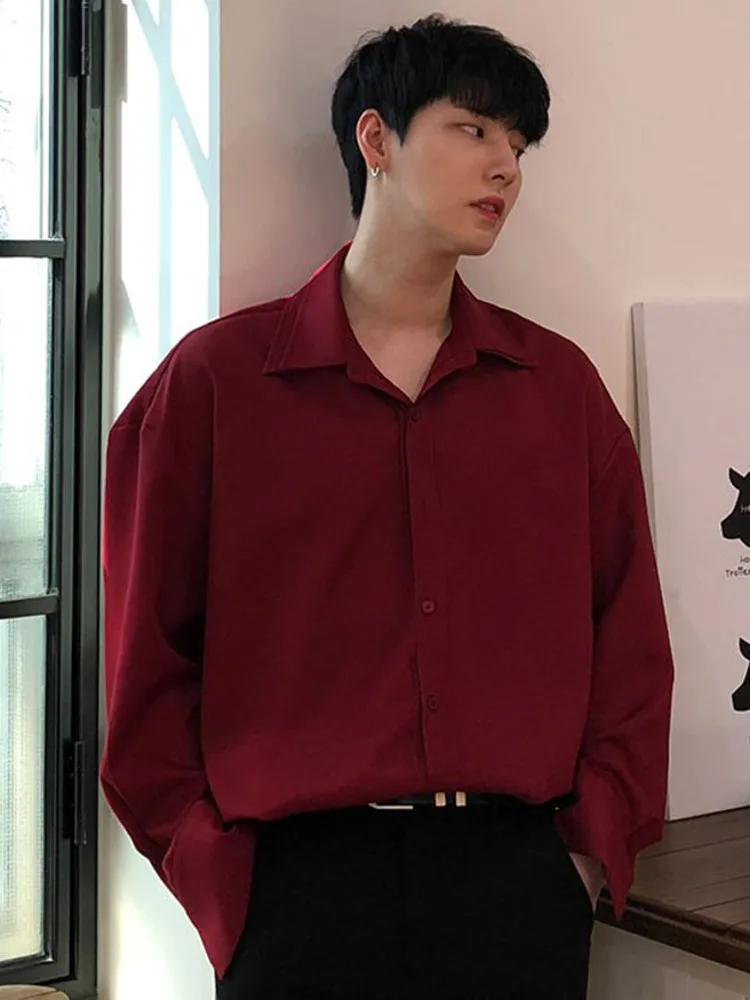 Новая мужская рубашка IEFB из ледяного шелка в Корейском стиле с длинным рукавом