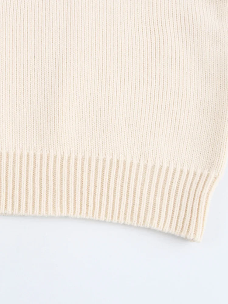 KAOPU ZA женский жаккардовый вязаный свитер винтажный пуловер с круглым вырезом и