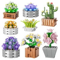 mini potted building blocks plants succulent bonsai flowers home decoration childrens educational assembly toys holiday gifts