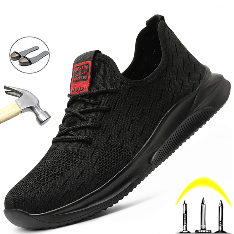 

Dropshipping Safety Shoes Men 2021 New Work Shoes Lightweight Men Shoes Anti-smash Steel Toe Shoes Working Sneakers Male Shoes