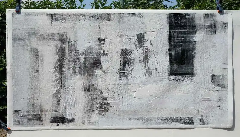 

Panoramic Black and White Minimal Artwork Simple Easy Acrylic Canvas Minimalist Abstract Oversize Wall Art Extra Large Long Slim