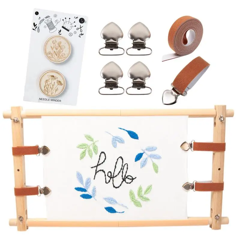 

Embroidery Stand Rectangle Embroidery Hoop Adjustable Cross Needle Scroll Frame Beech Wood Frame Needlepoint Holder Floor Table