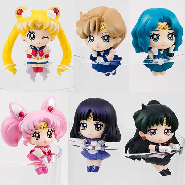 

6Pcs/Set Anime Moon Tea Cup Decorations Action Figures Kids Toys Tsukino Usagi Chibi Usa Sailor Uranus Pluto Neptune Saturn Gift
