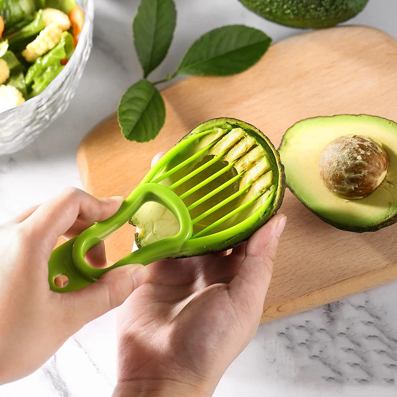 

3 In 1 Avocado Slicer Shea Corer Butter Fruit Peeler Cutter Pulp Separator Plastic Knife Kitchen Vegetable Tools Kitchen Gadgets