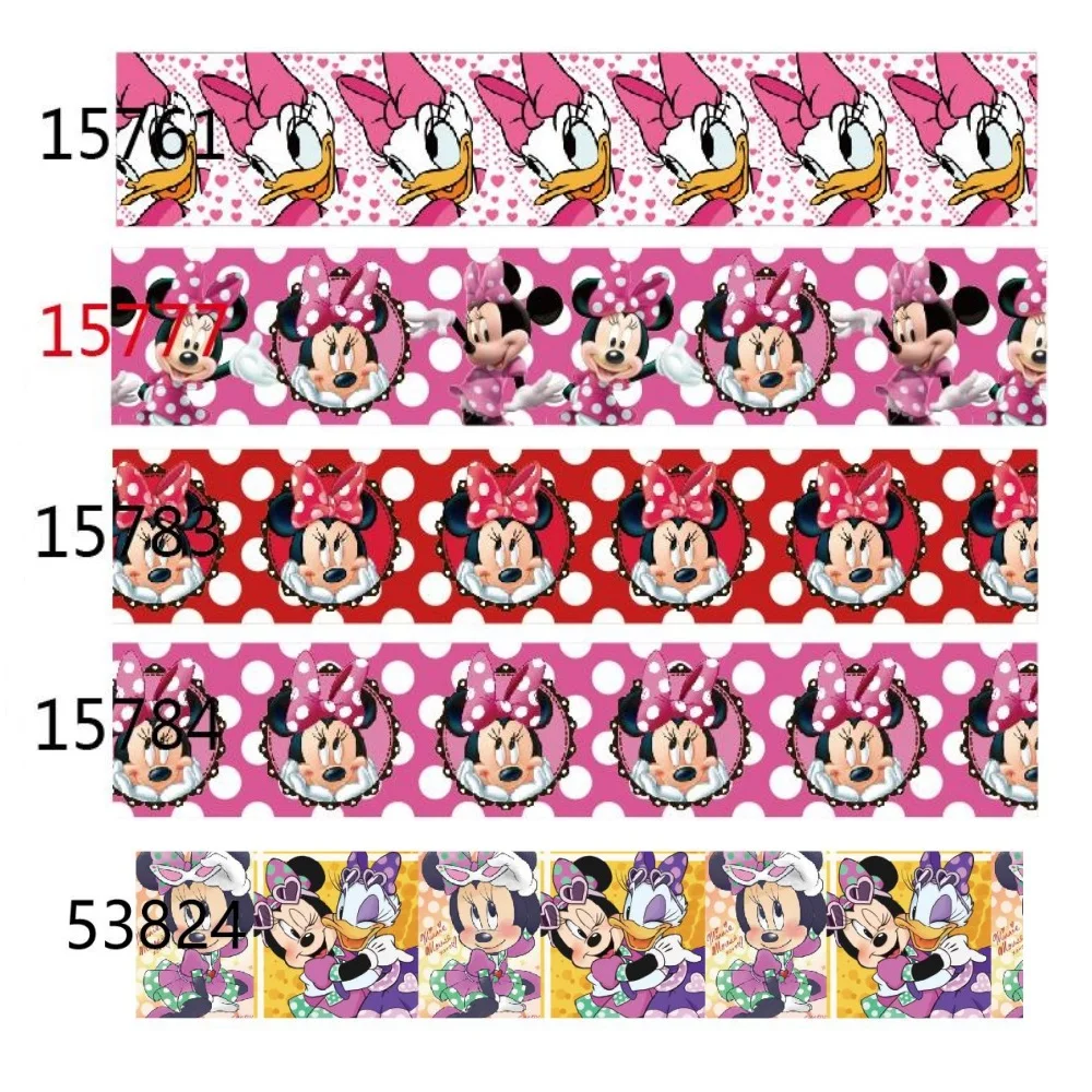 Disney Printed Minnie and Donald Duck Cartoon Grosgrain Ribbon for DIY 25mm 10yards Hairbow Head Band Keychain Gift Packing