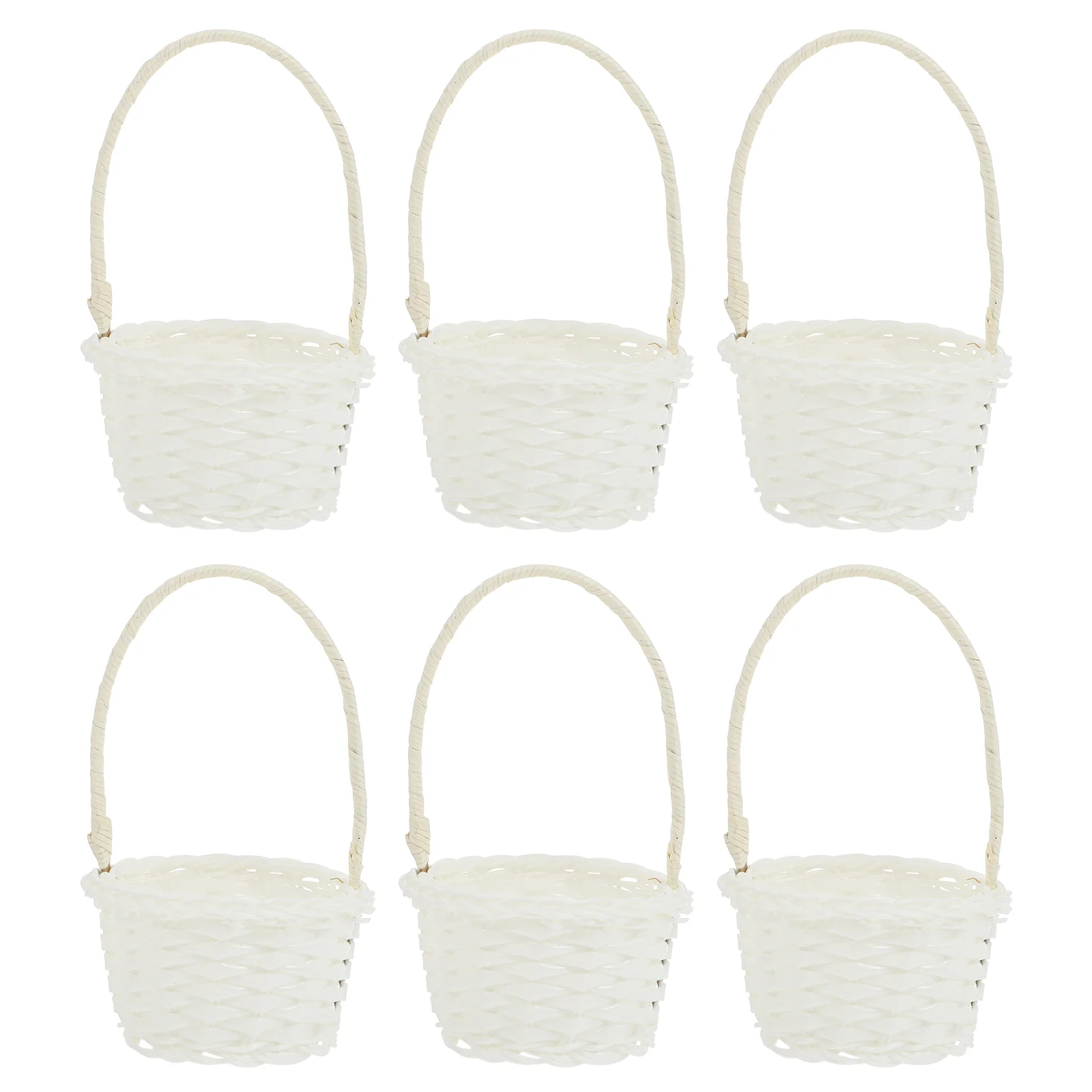 

Rattan Basket Straw Hamper Handle Woven Gingham Storage Plastic Flower Crafts Kids Wicker