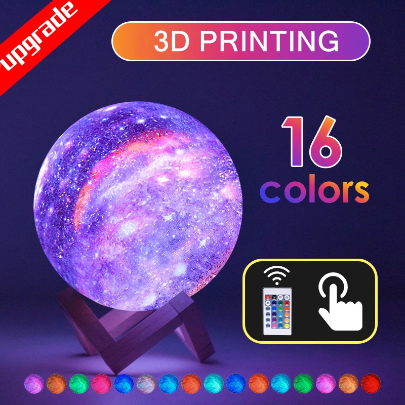 Moon Lamp Moon Light Kids Night Light Galaxy Lamp 16 Colors LED 3D Star Lamp with Touch Remote Control USB Rechargeable Light