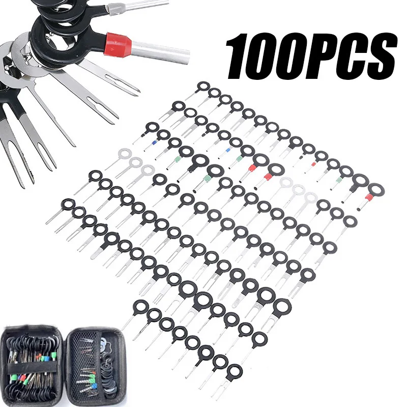 

100Pcs Pin Extractor Set Car Wire Crimp Terminals Removal Tool Kits Auto Repair Hand Stylus Automotive Plugs Puller in Box