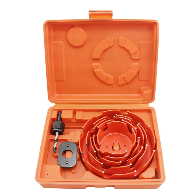 

5x/Set Woodworking Hole Opener Alloy Hole Saw Kit 64-127mm with Extension Rod Wrench Gasket Reamer Hole Spacing Set