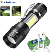 powerful mini led flashlights cob waterproof zoomable torch pocket flashlight 3 modes lanterna camping light led flashlight