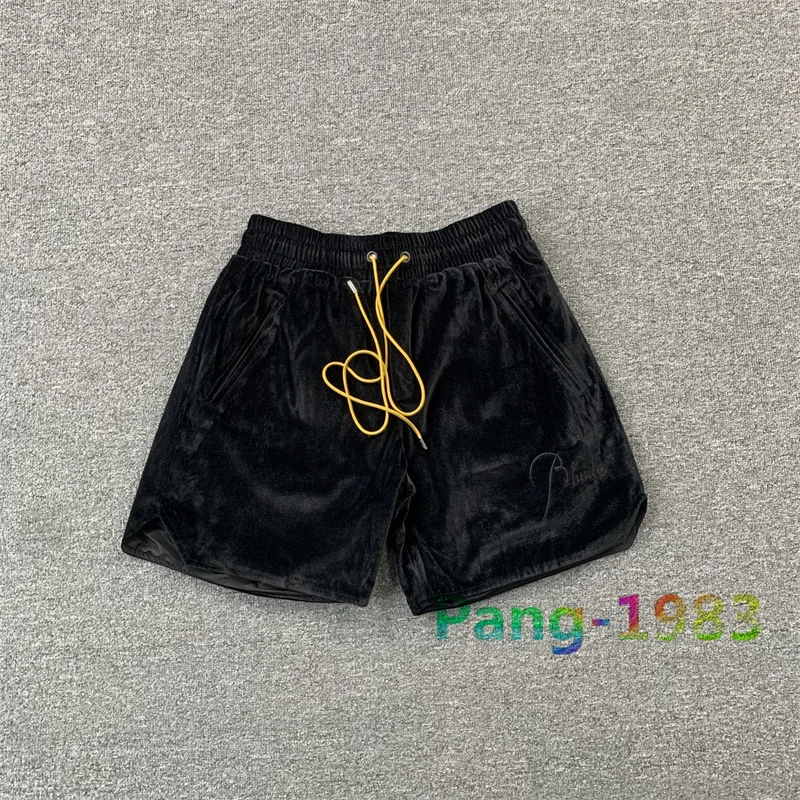 

Бархатные винтажные шорты ревеня для мужчин и женщин 1:1 вышитые шорты с логотипом